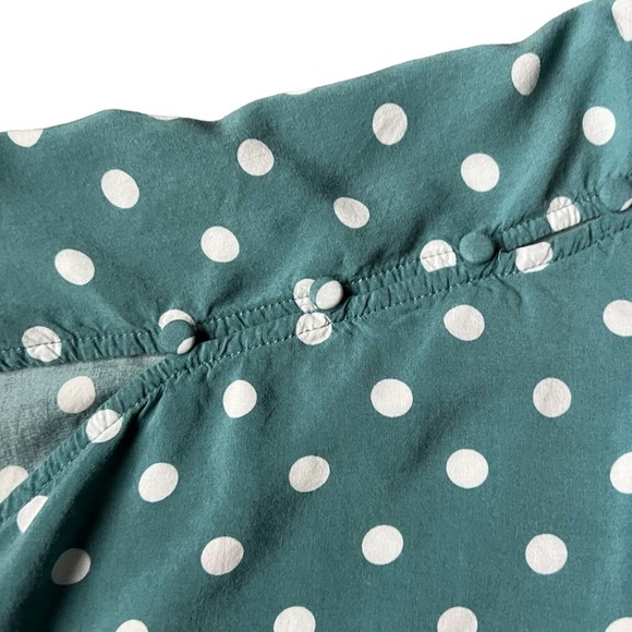 Maeve Anthropologie Green Polka Dot Blouse Top Teal S Small Half Sleeves Buttons - Picture 13 of 17